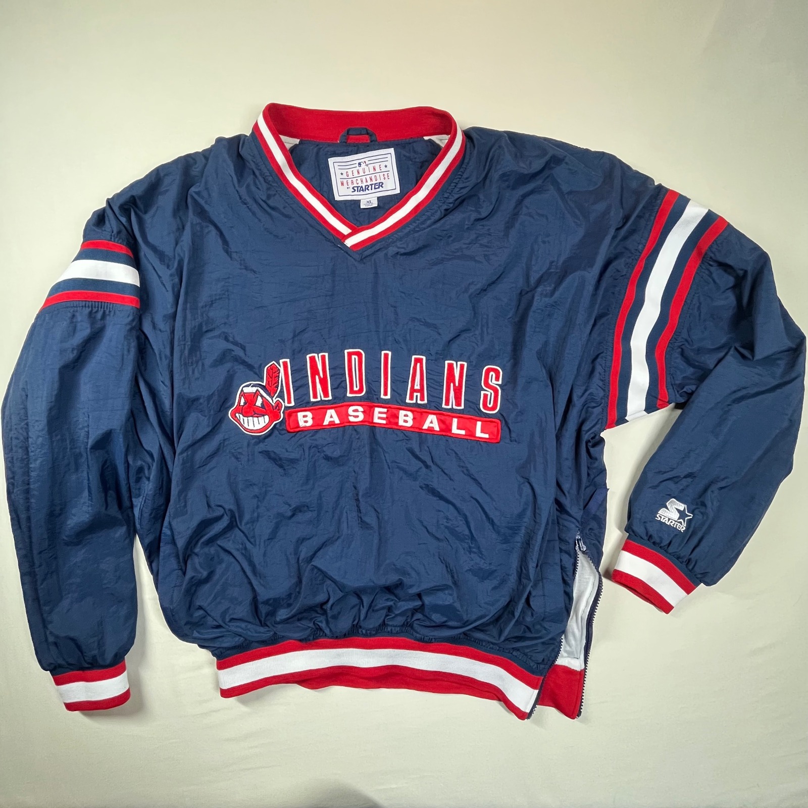 Cleveland Indians 90s Starter Pullover Chief Wahoo Lined Jacket Mens XL
