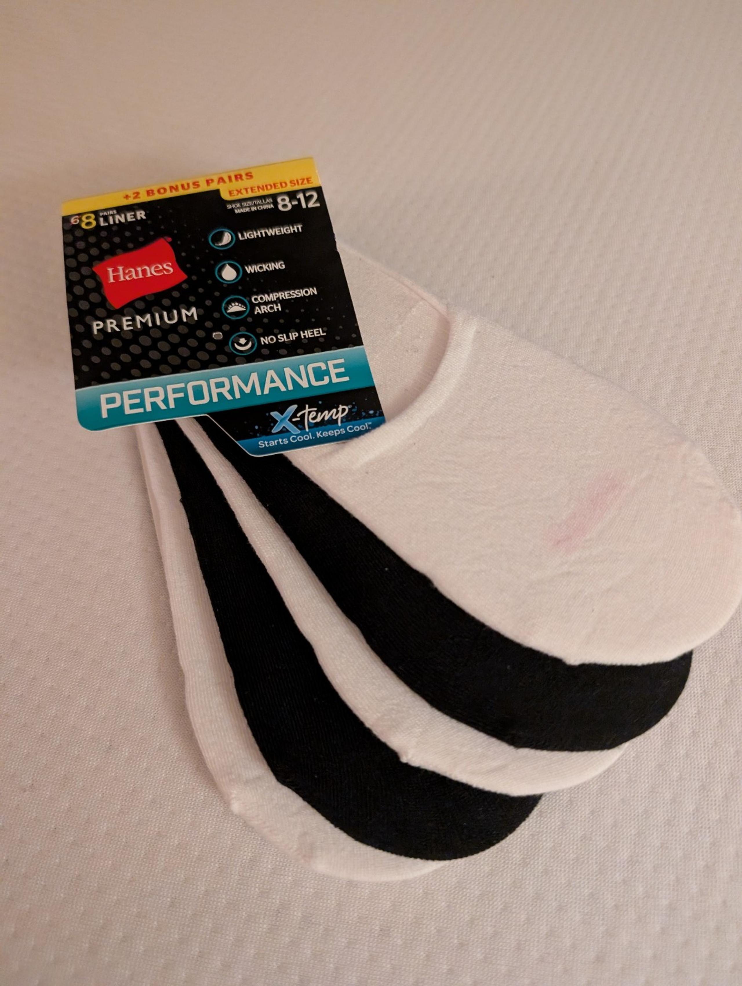 5) Hanes Performance Women's Lightweight 5 Pack Liner Athletic Socks size 8-12