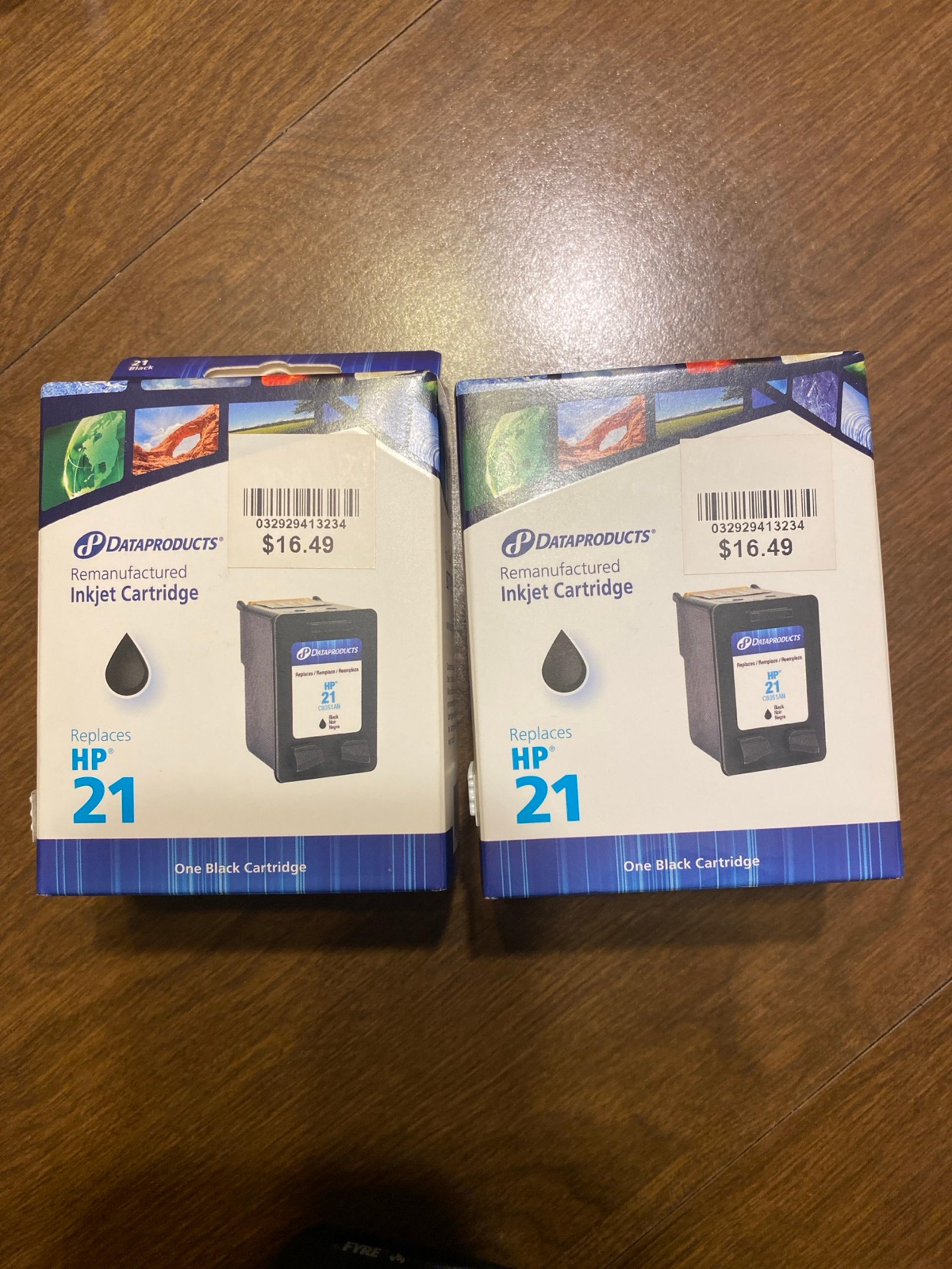 2 HP 21 black ink cartridges