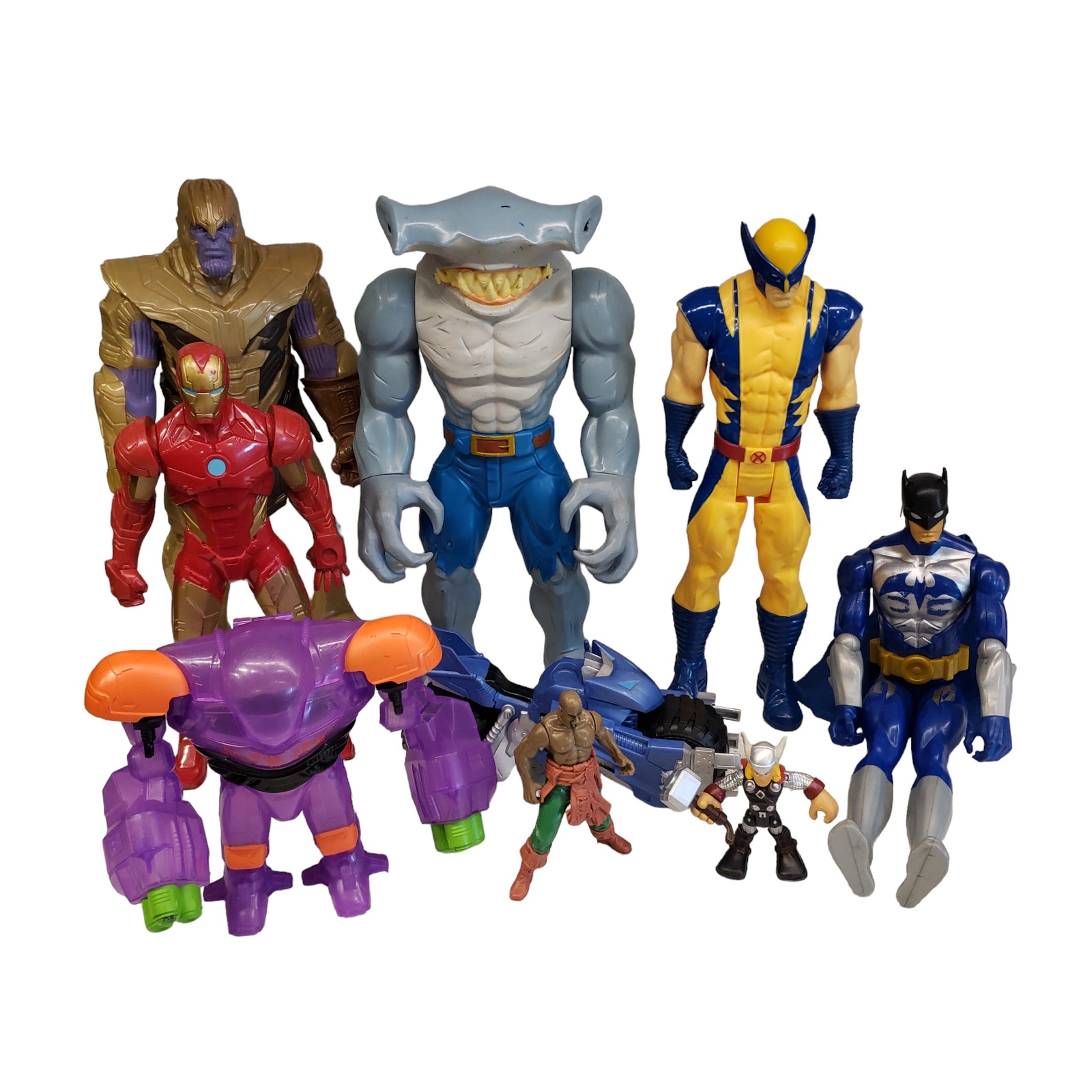 Marvel Actions Figures Batman Thanos King Shark Wolverine Bane Toy Bundle