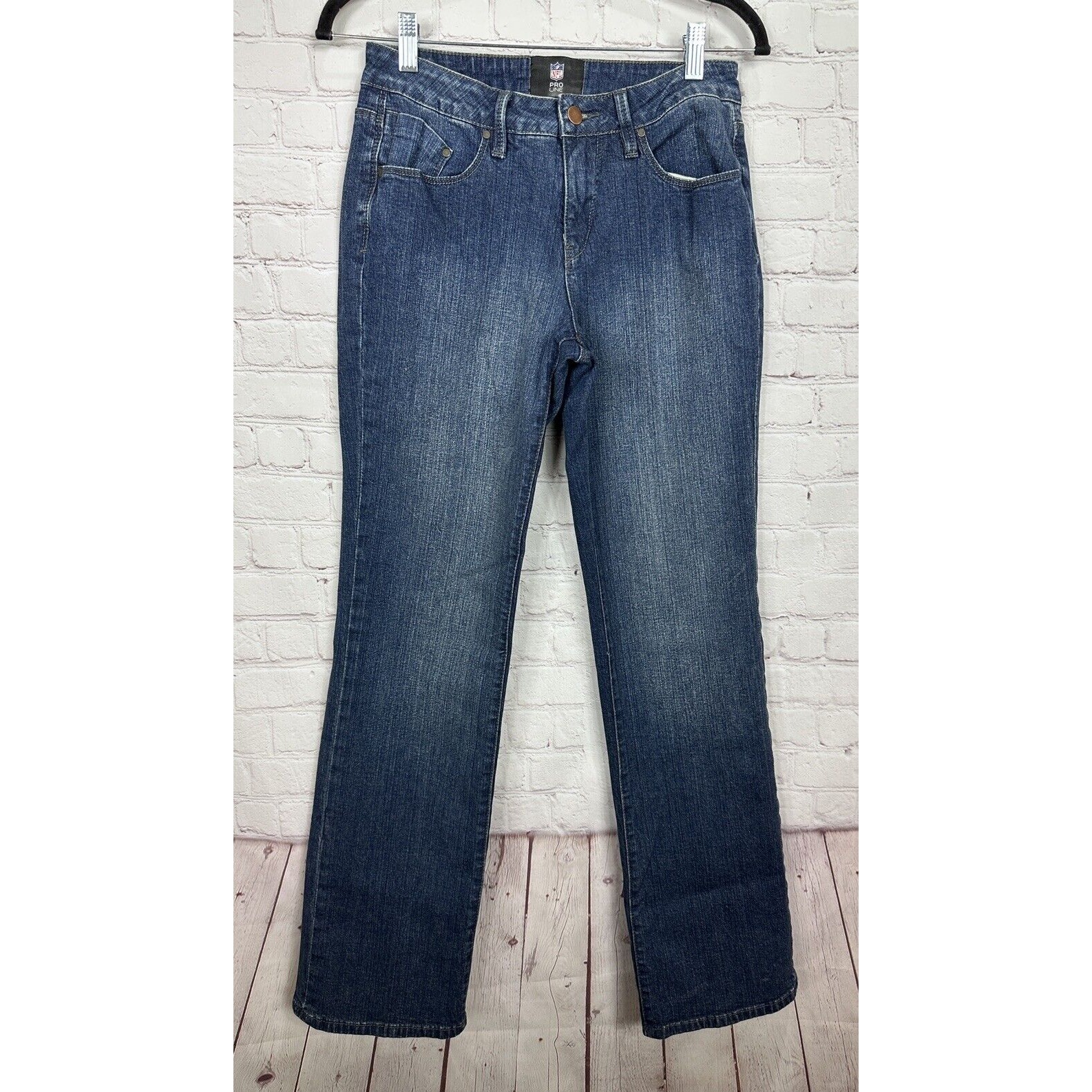 San Diego Chargers NFL Team Apparel Blue Embroidered Boot Cut Jeans Size 6, GUC