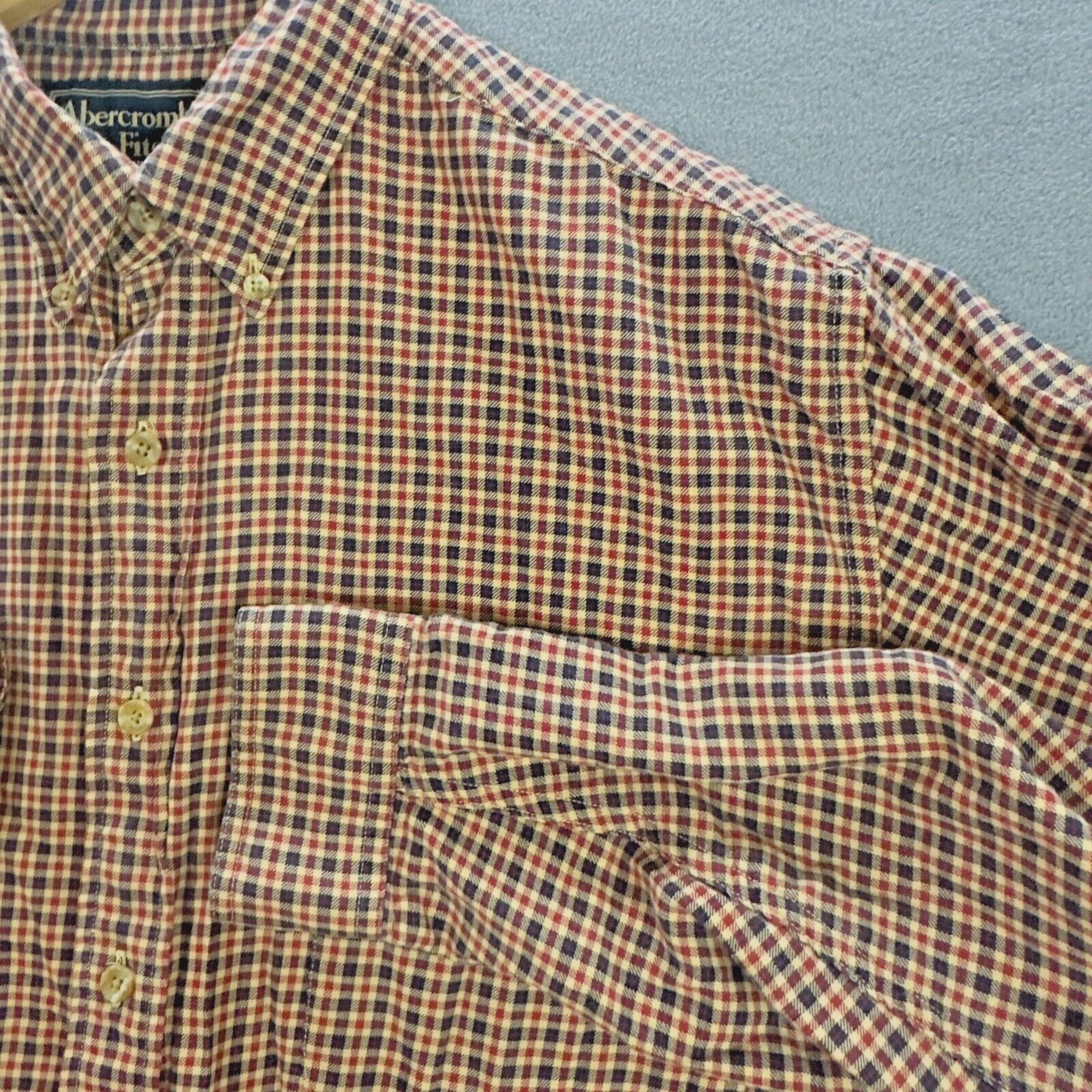 Vtg Abercrombie Fitch Flannel Shirt Men L Button Up Cotton Wool Baggy Grunge 90s