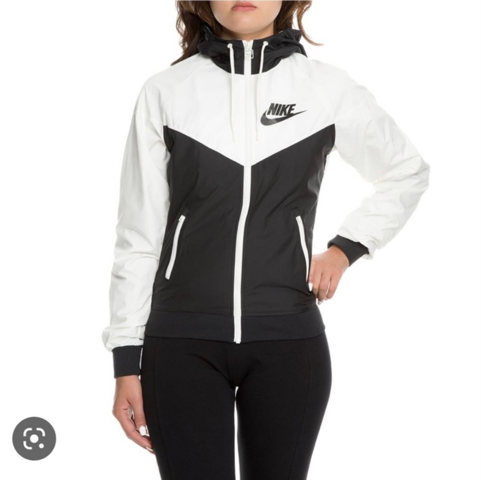 Nike Windrunner OG Windbreaker Jacket Women’s Small White Black Full Zip Hooded