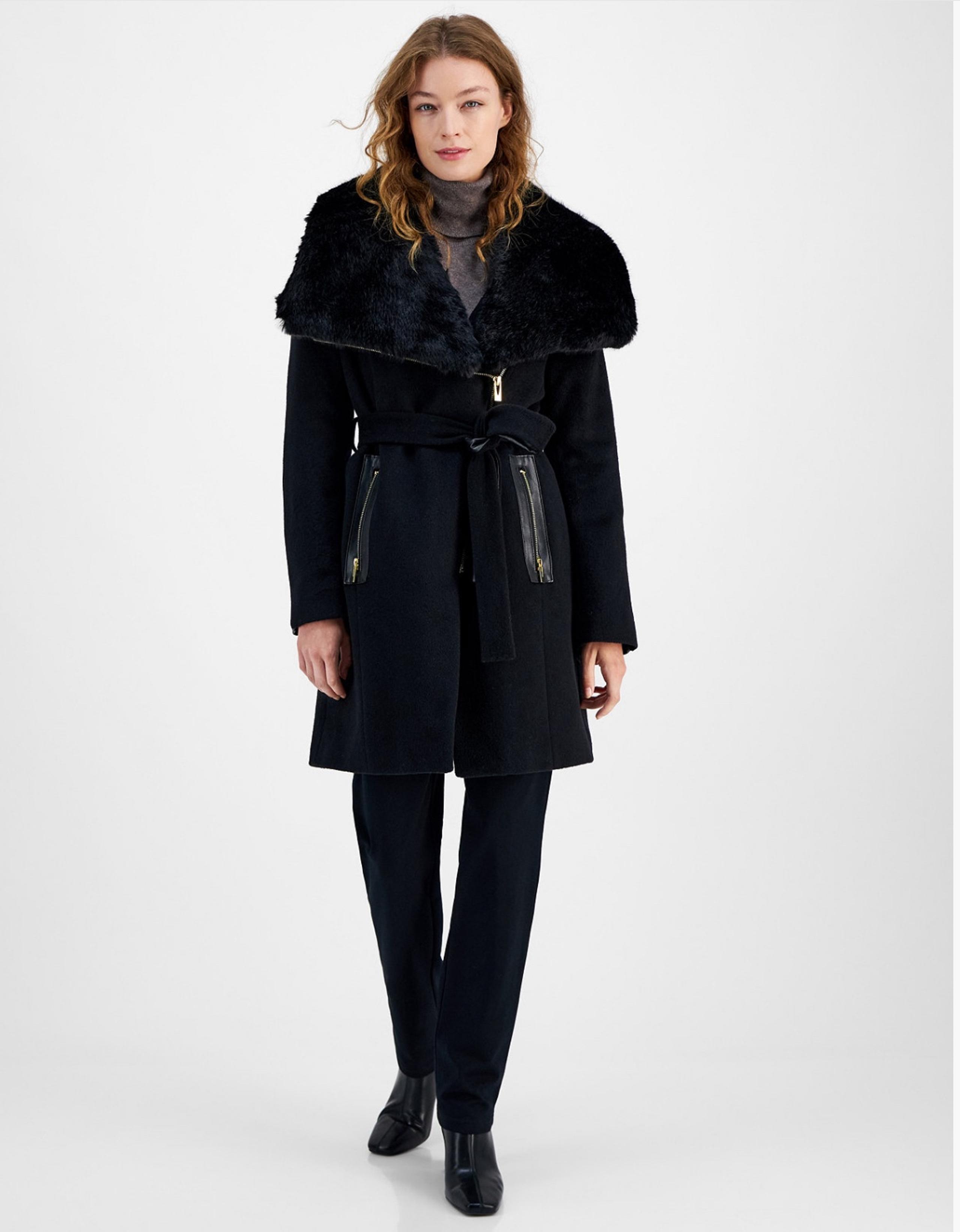 Black furry top coat
