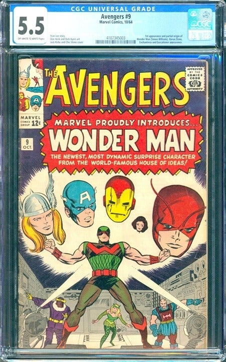 Avengers #9 (1964) CGC 5.5 - O/w to white p; 1st & origin Wonder Man (Williams)