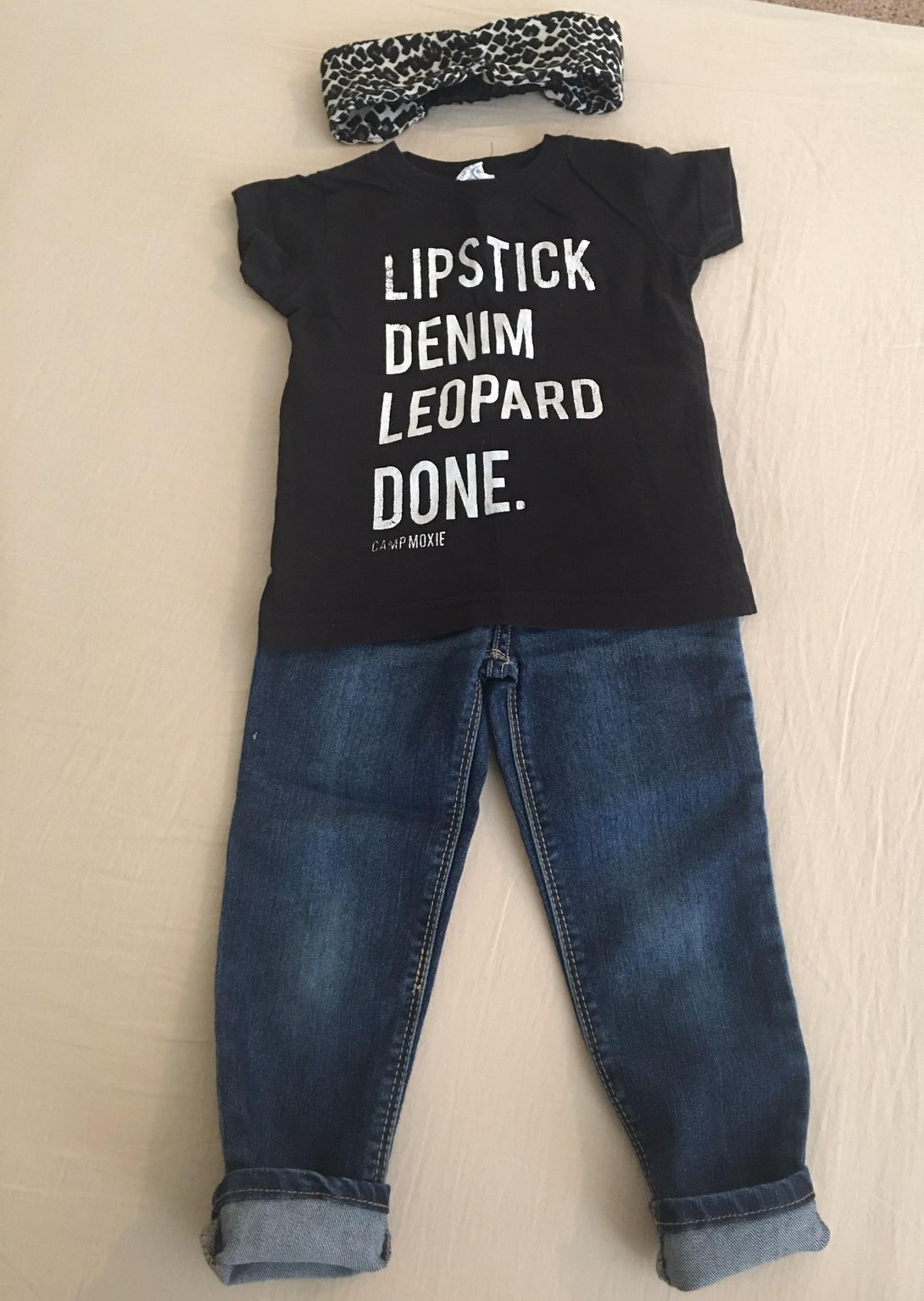 Toddler girl 3 piece denim and tee outfit bundle