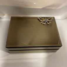 Argento Mirrored with Rhinestone Butterfly Jewelry Box