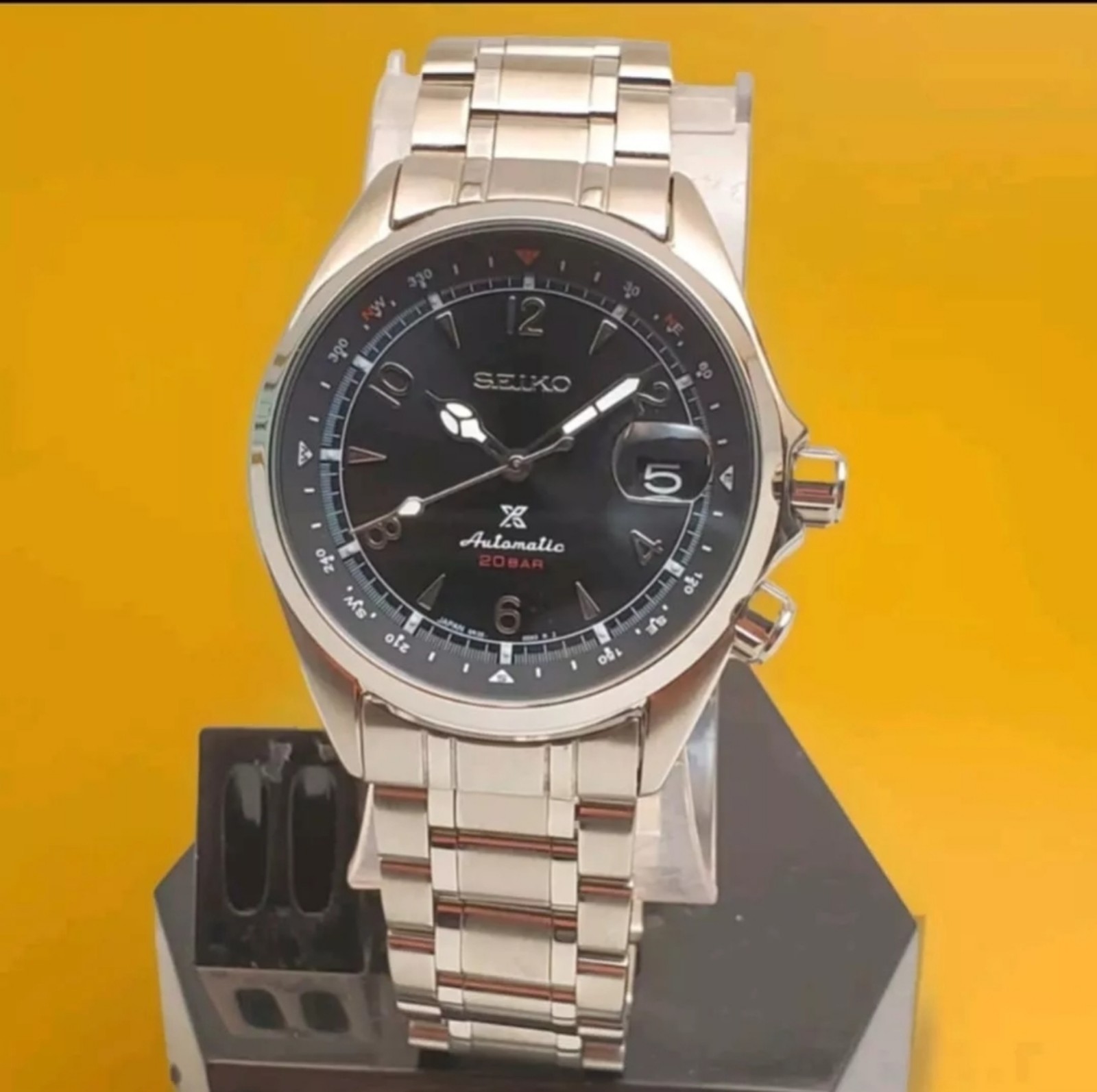 CUSTOM SEIKO ALPINIST PROSPEX BLACK AUTOMATIC 6R35 MOVEMENT MEN'S WATCH NEW