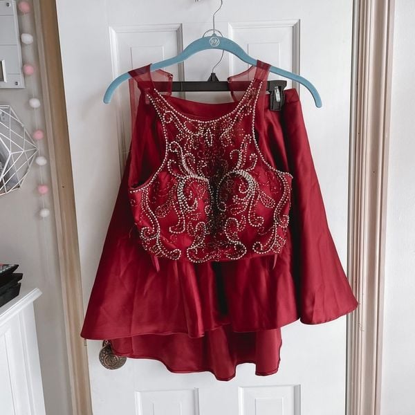 Formal HOCO Bee Darlin Two Piece Dark Red Dress