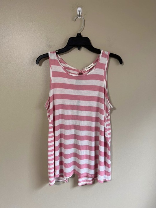 Ginger G small striped pink and white tank top
