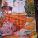 Vintage Curtain panels (set of 2) featuring kittens in a basket FREE SHIPPING
