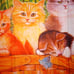 Vintage Curtain panels (set of 2) featuring kittens in a basket FREE SHIPPING