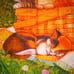 Vintage Curtain panels (set of 2) featuring kittens in a basket FREE SHIPPING