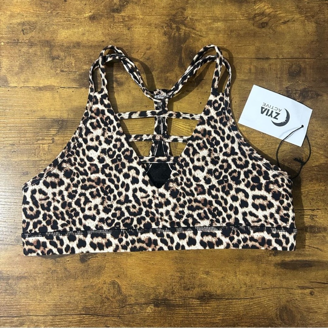 Zyia Active Leopard Grid Bra NWT XL