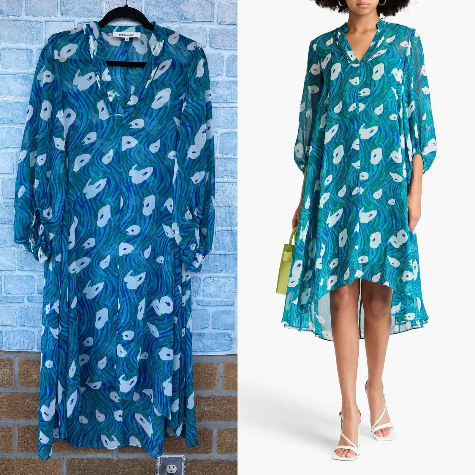 DIANE VON FURSTENBERG Ileana printed georgette dress size medium