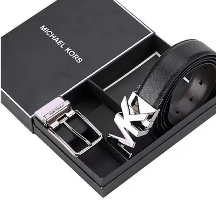 Michael Kors MK Mens Belt 4 in 1 In Box Gift Set - Black/Brown