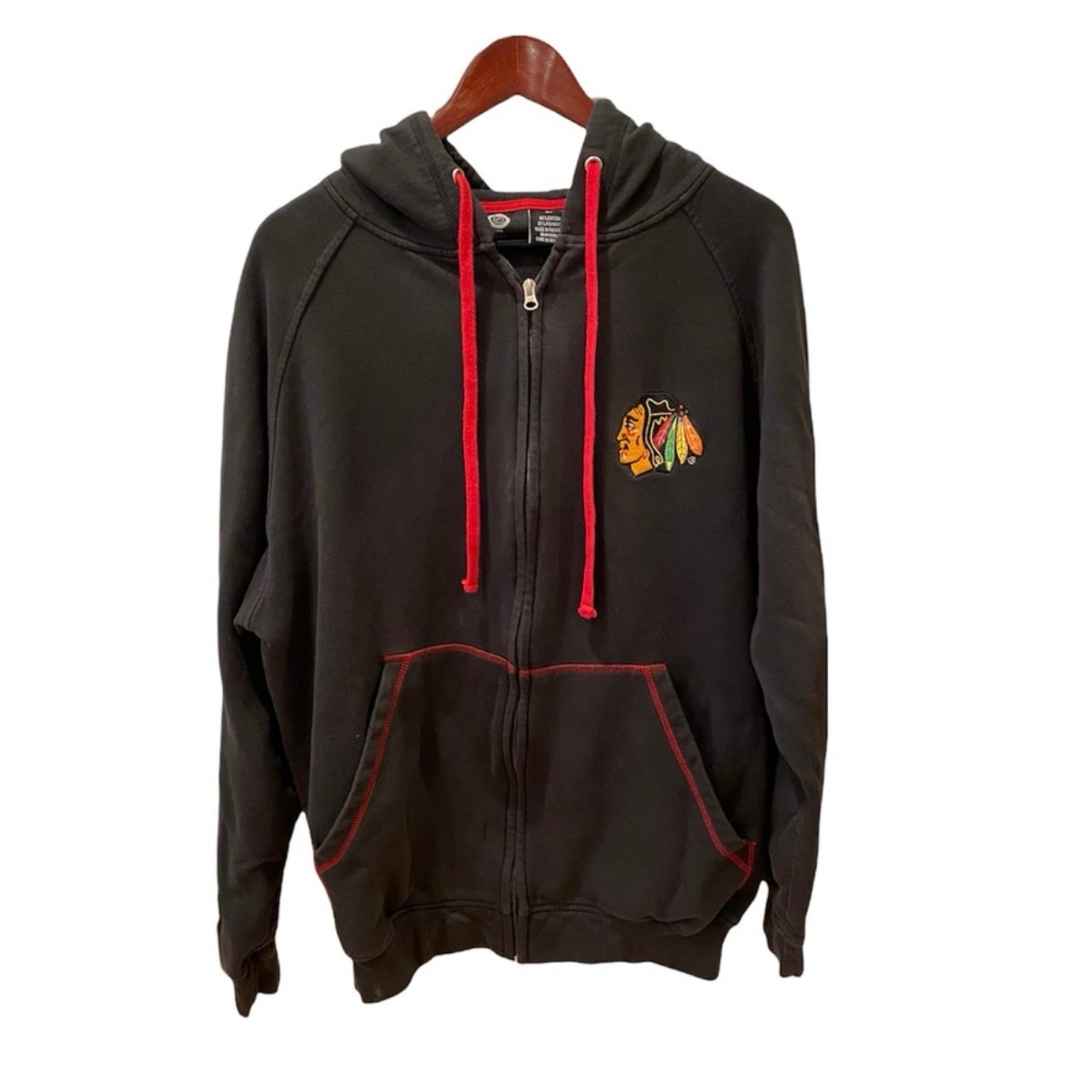 Chicago Blackhawks Zip Hoodie Sweatshirt Oversized M Tall Black Hockey