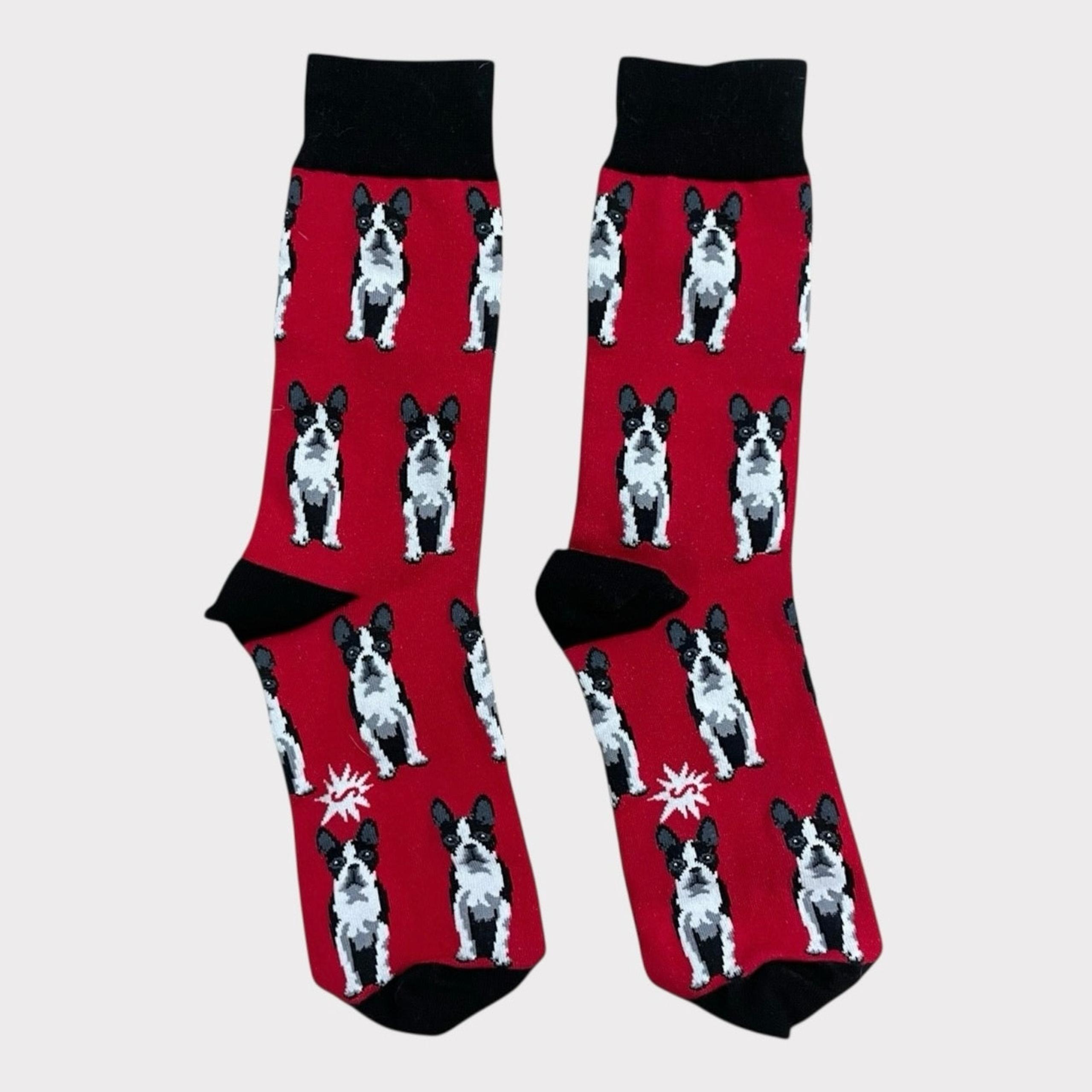 NWOT Sock It To Me Red Boston Terrier Crew Socks
