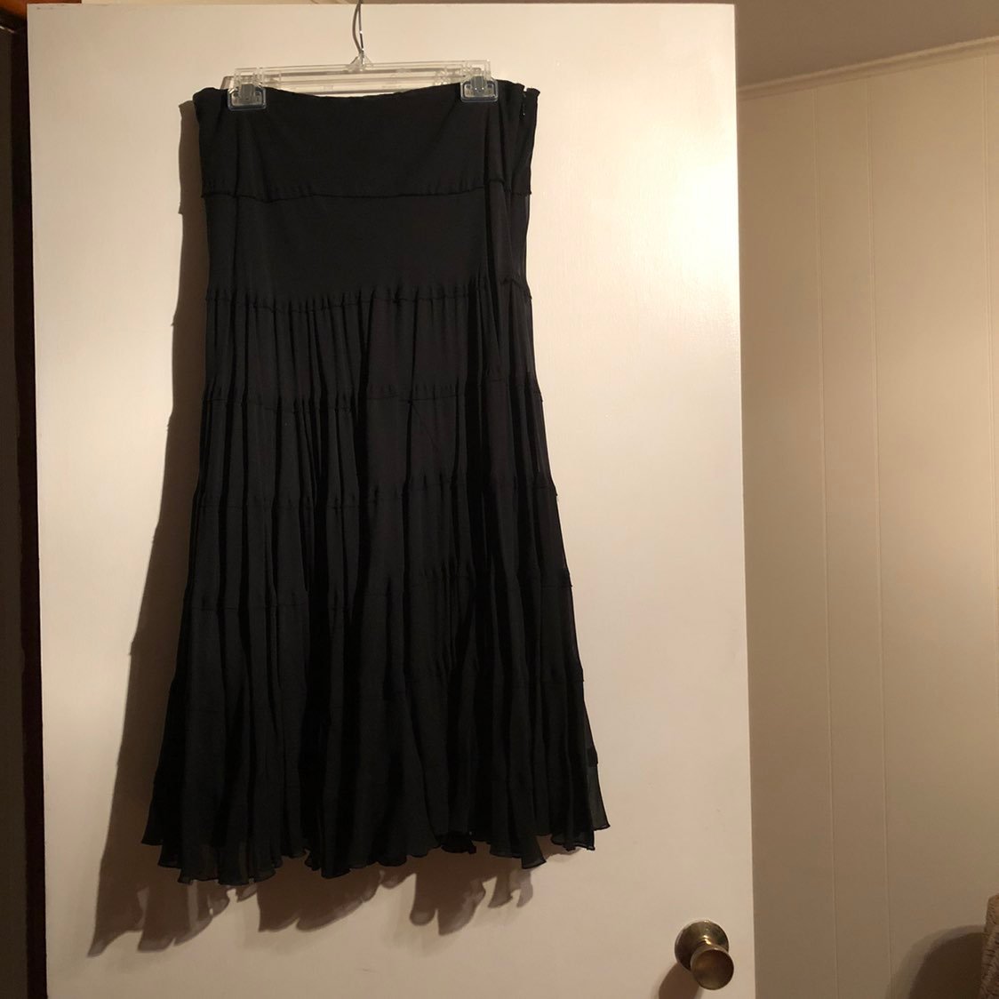 JONES NEW YORK BLACK TWO LAYERS SKIRT 100% SILK VINTAGE NEWNOTAGS SIZE 12 P zz