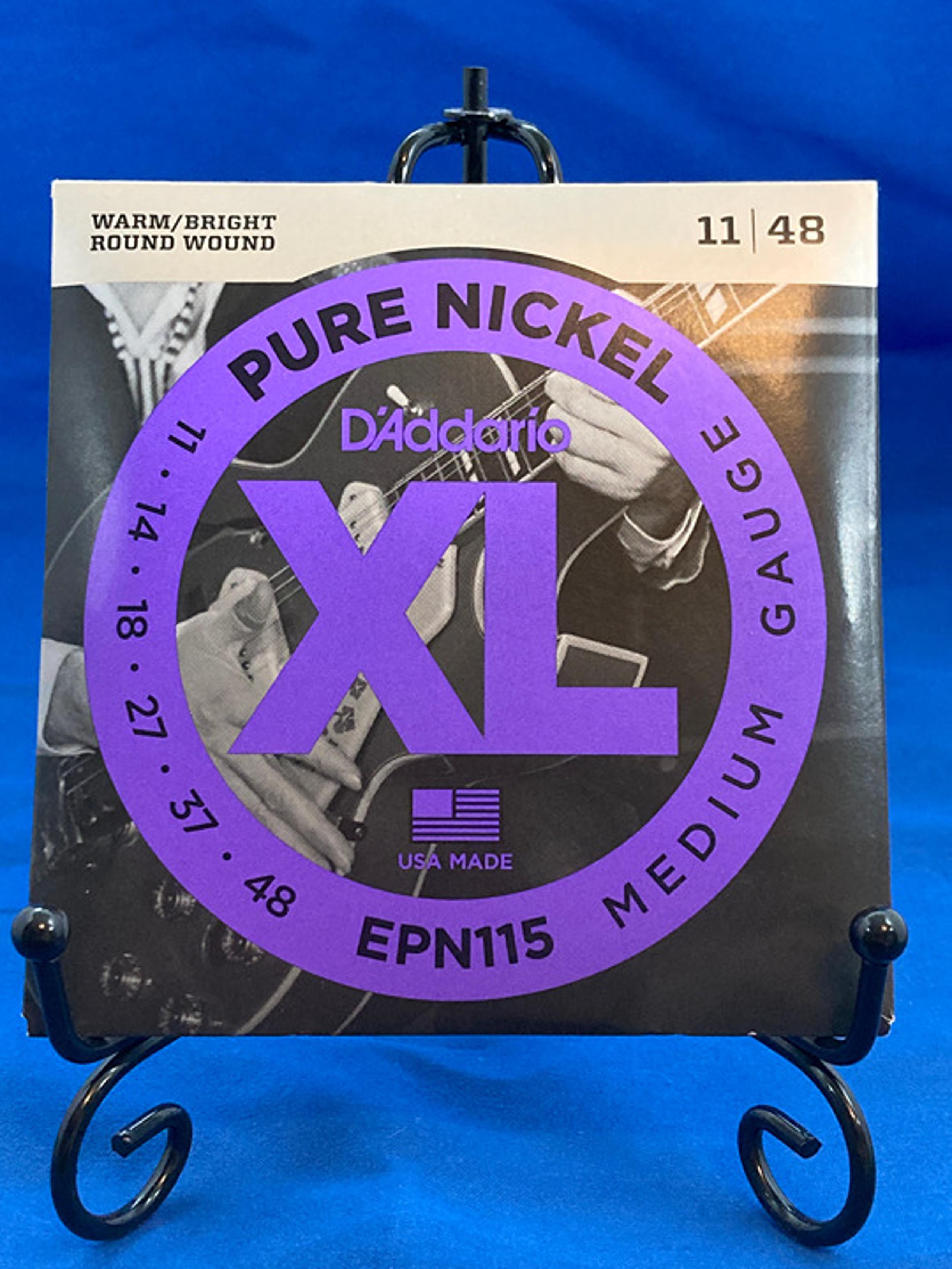 D'Addario XL EPN115 Pure Nickel Electric Guitar Strings 11/48 Medium