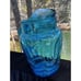 Vintage Anchor Hocking Glass Colonial Tulip Aqua Blue Water Pitcher Jug Ice Lip