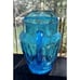 Vintage Anchor Hocking Glass Colonial Tulip Aqua Blue Water Pitcher Jug Ice Lip