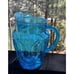 Vintage Anchor Hocking Glass Colonial Tulip Aqua Blue Water Pitcher Jug Ice Lip
