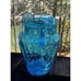 Vintage Anchor Hocking Glass Colonial Tulip Aqua Blue Water Pitcher Jug Ice Lip