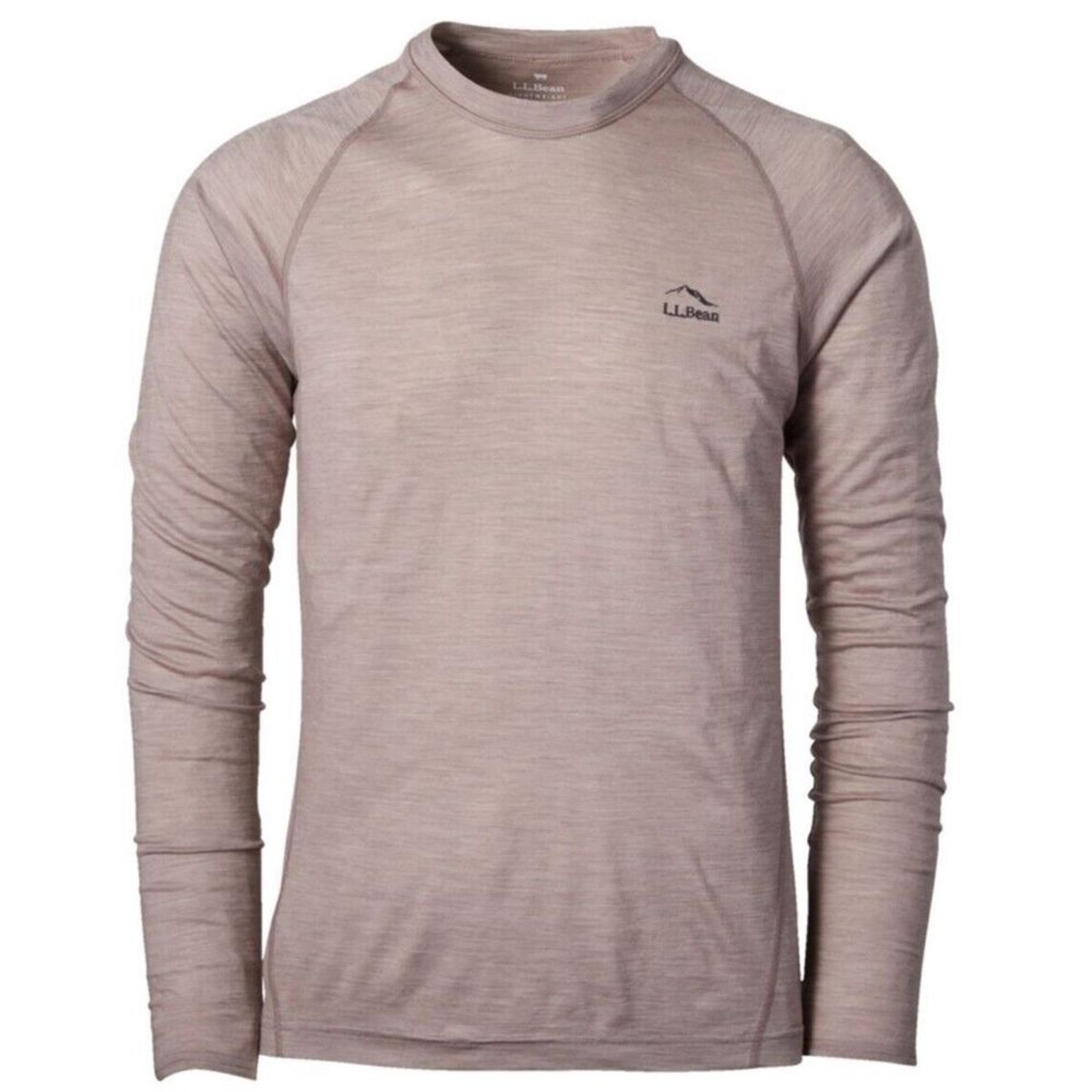L L Bean GrayBirch/Taupe  Long Sleeve Lightweight 100% Merino Wool 150 Layer Top