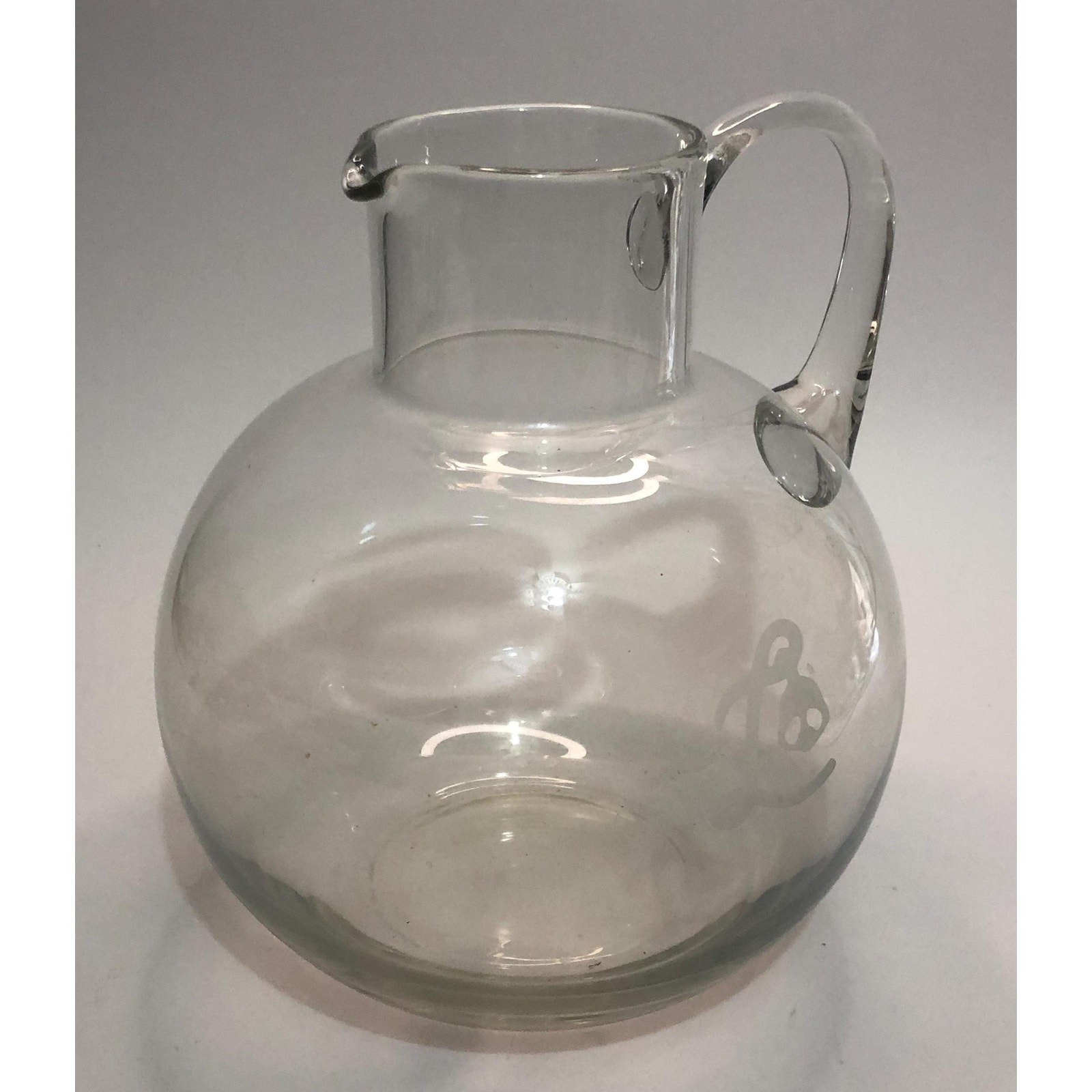 Tiffany & Co Refresher Clear Crystal Water Pitcher Round Etched Initial L