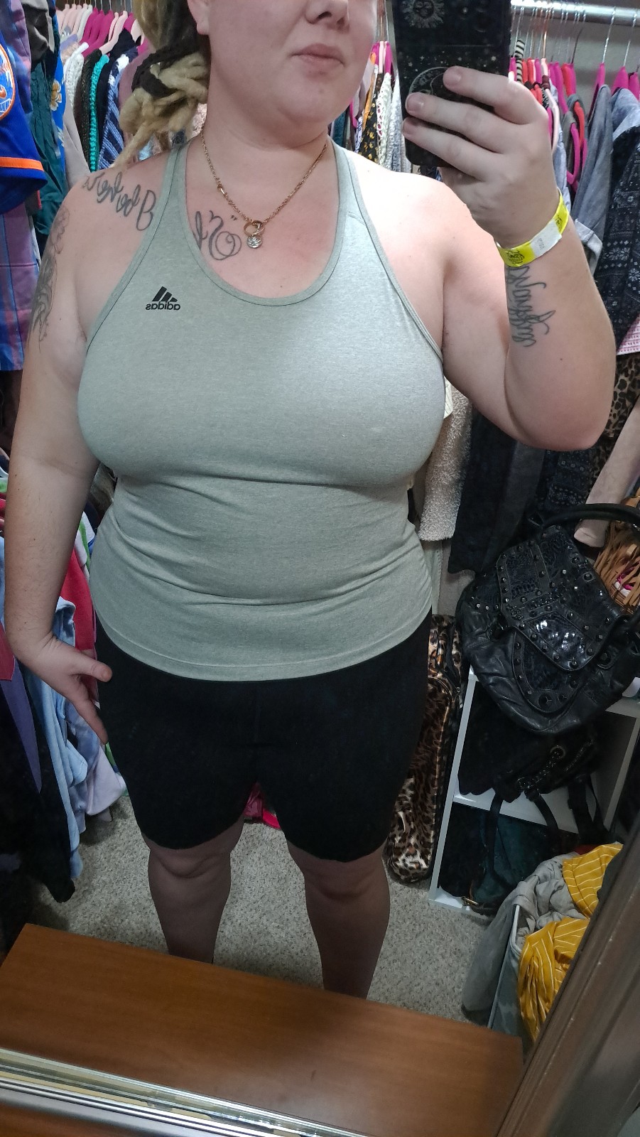 Adidas • Grey Gray Racerback Thin Workout Gym Tank Top Large Stretch Women’s