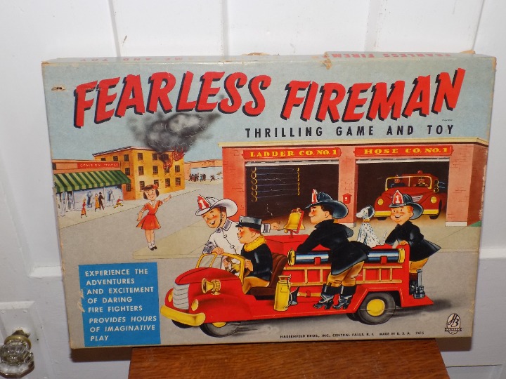 Vintage 1957 Hasbro Fearless Fireman Game in Box