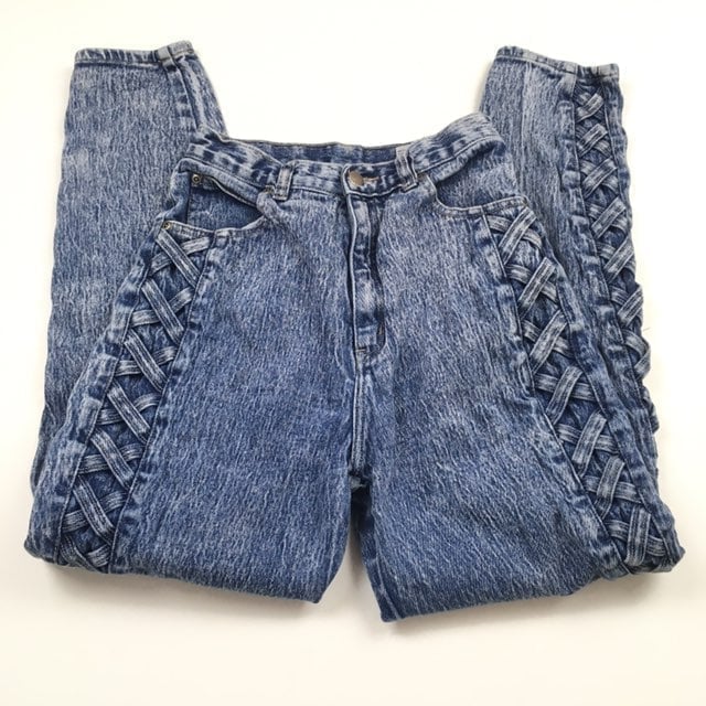 VTG Pure Jeanswear 80s Acid Washed Mom High Waist Skinny Jeans Juniors Sz 9