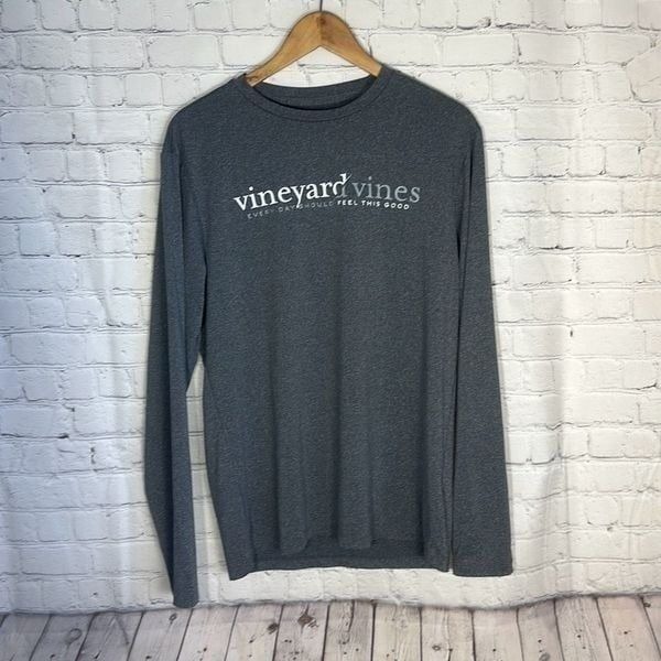 Vineyard Vines Long-Sleeve Whale Performance Gray Long Sleeve Shirt XS