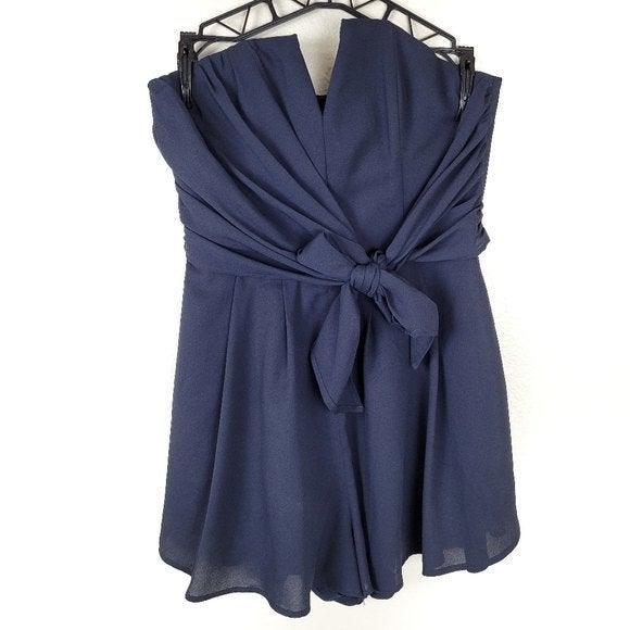 Keepsake Small Navy Blue Strapless Formal Romper