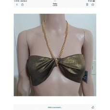 Hazy Daze Gold Sparkle Bandeau Top S