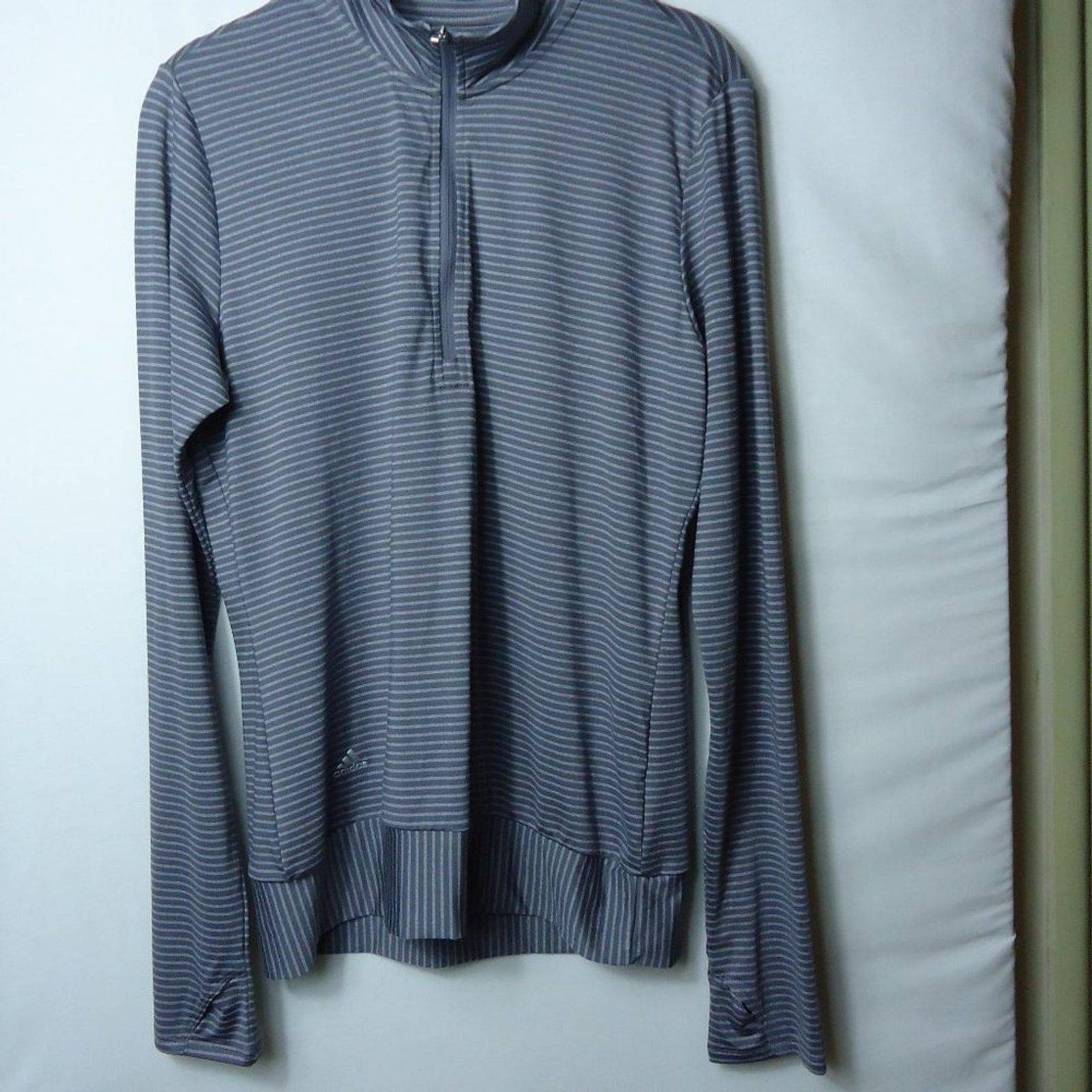 Adidas Gray Stripe 1/4 Zip Golf Pullover