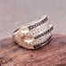 Black & Clear CZ Pave Set Alternating Stack Statement Ring