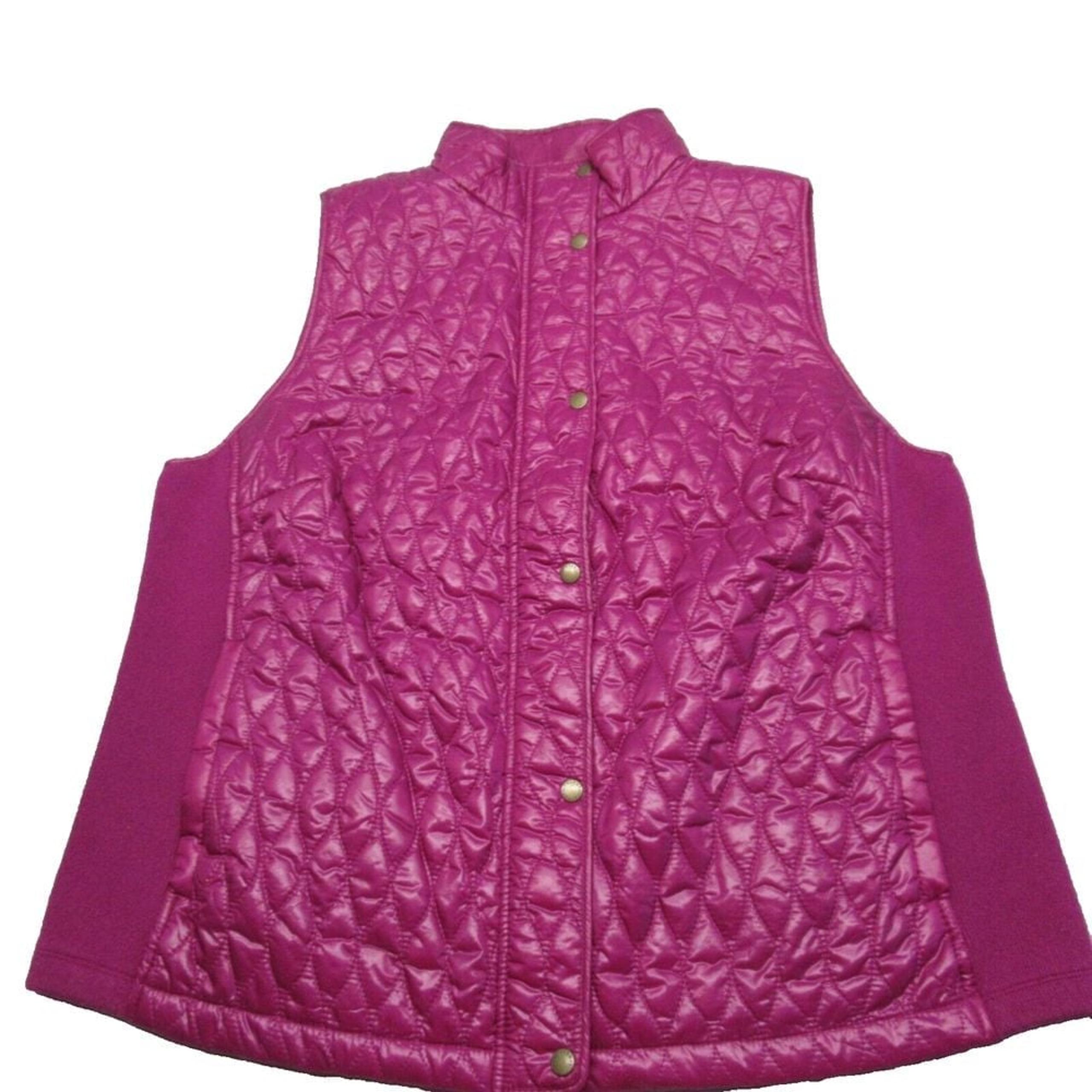 Talbots Woman Vest Womens Large Purple Waist Tab Insulated Full Zip Quilted NEW