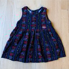 Vintage USA Oshkosh Corduroy Jumper Dress bows and flowers size 2t