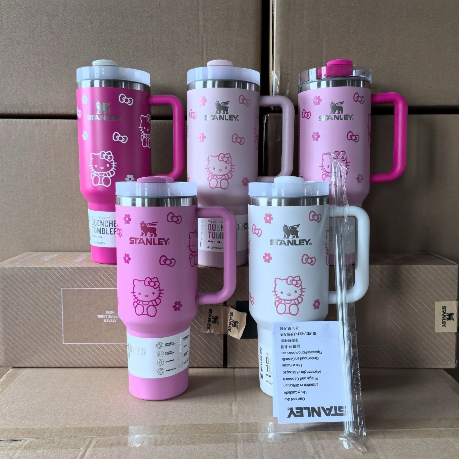 Hello Kitty 40oz Stanley Style Tumbler - Red or Pink - Super Cute!