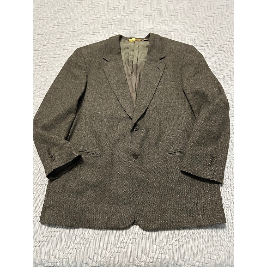 Donna Karan brown tweed cashmere two button blazer size 46R