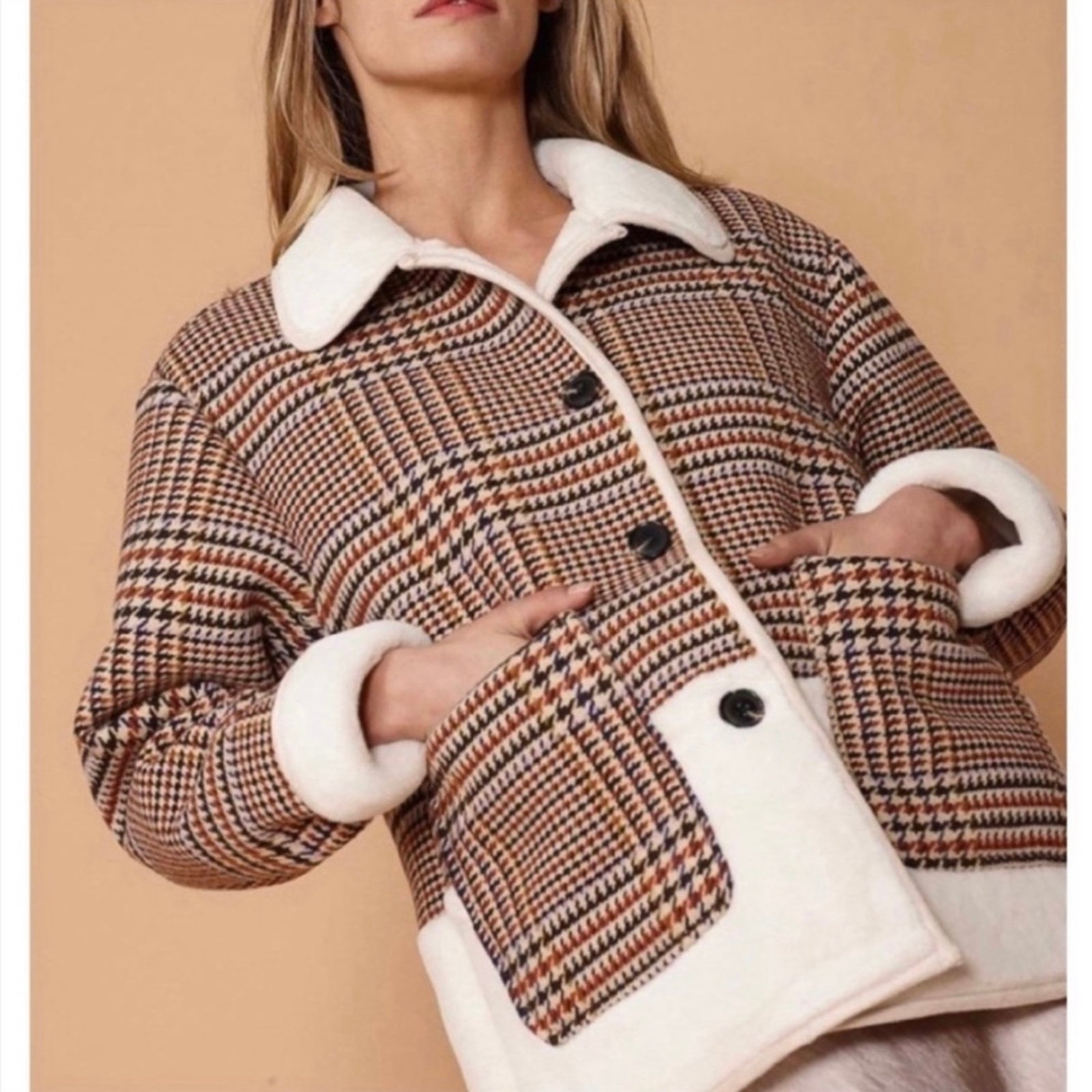 MSRP 240 - [NWT] ANTHROPOLOGIE | NURODE Plaid Faux Fur Jacket Size L