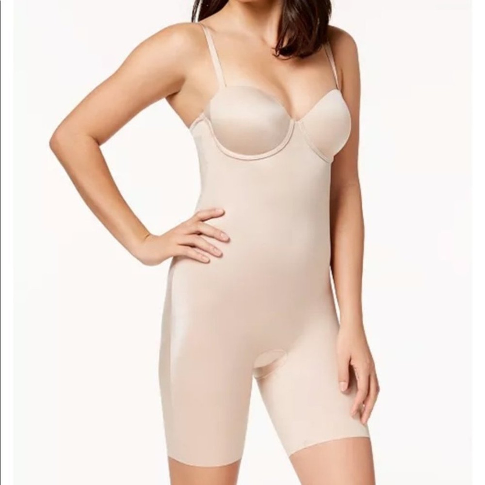 SPANX Suit Your Fancy Strapless Cupped Mid-Thigh Bodysuit Women Size Large
