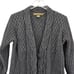 Inis Crafts 100% Merino Wool Long Cardigan Sweater Medium Irish Knit Chunky Gray