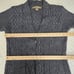 Inis Crafts 100% Merino Wool Long Cardigan Sweater Medium Irish Knit Chunky Gray
