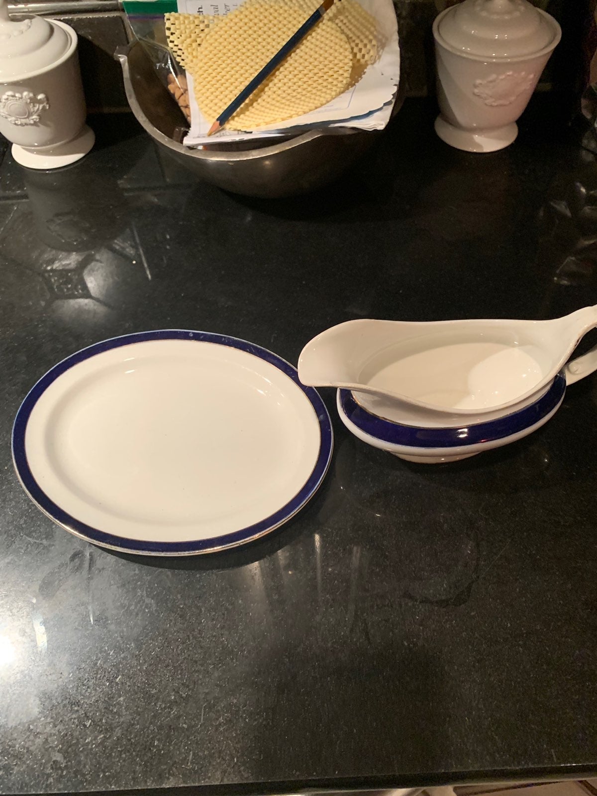 Antique Flow Blue Gravy Dish Platter