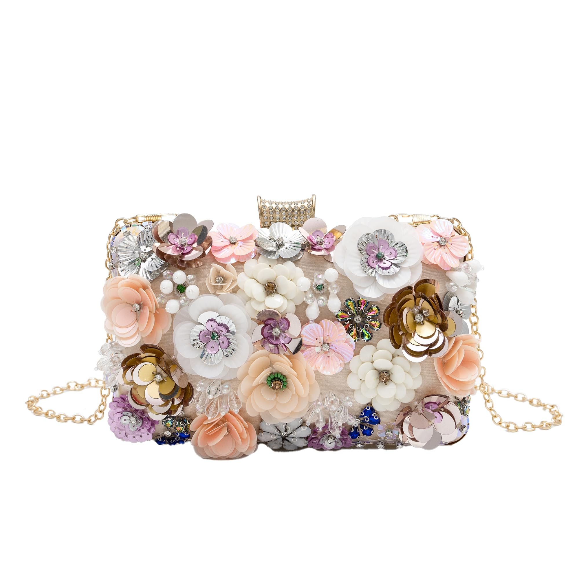 Floral Beaded Evening Bag for Weddings and Parties