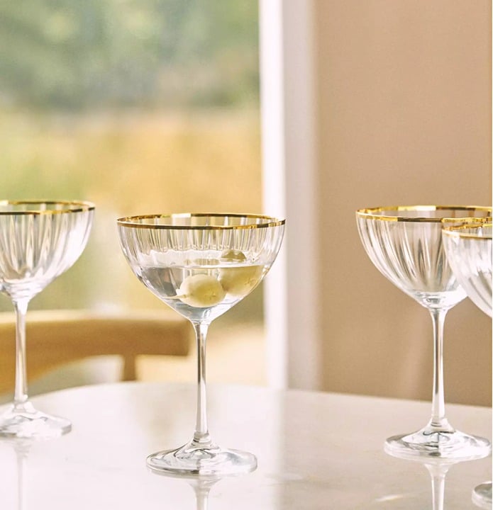 Anthropologie Waterfall Coupe Glasses, Set of 4