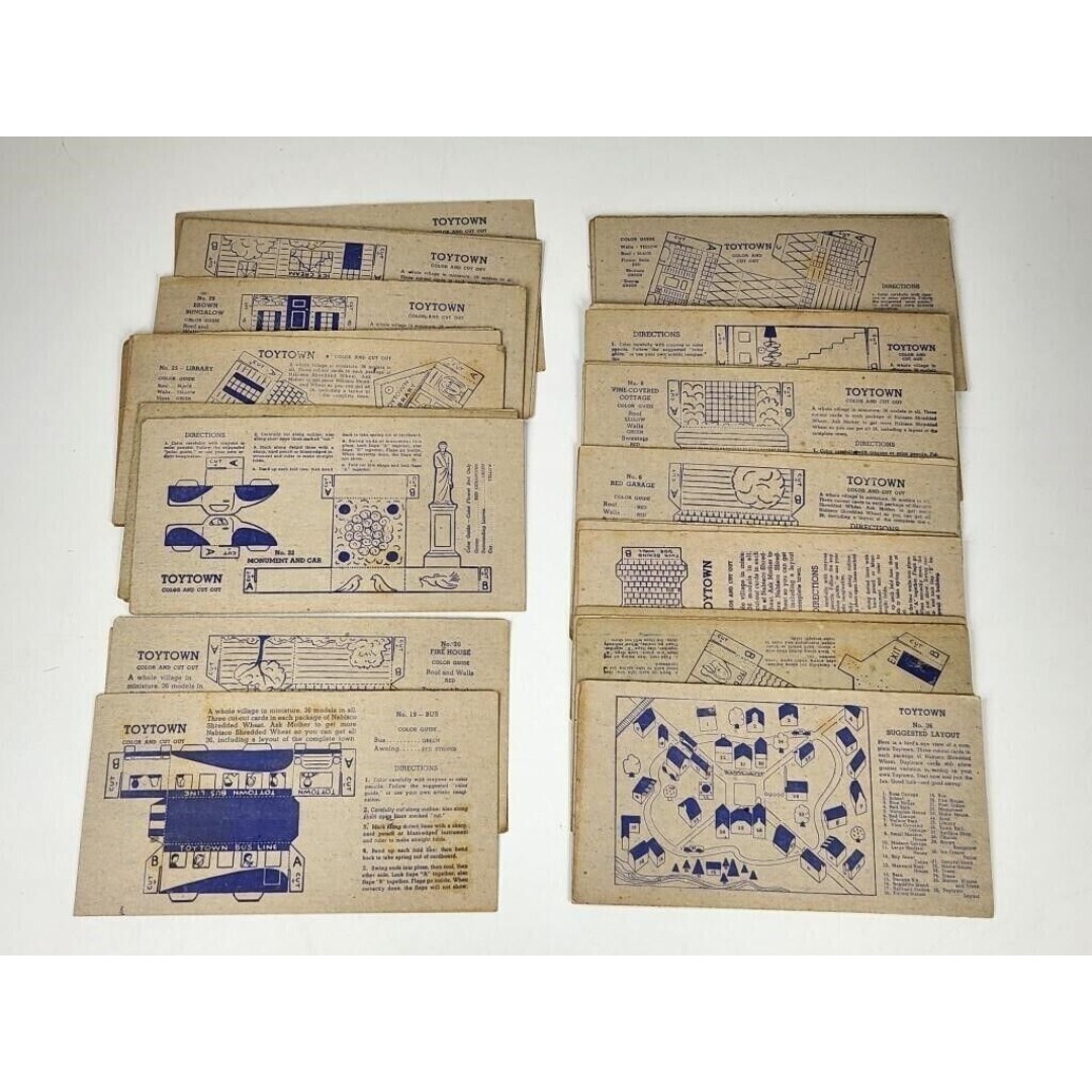 Nabisco Shredded Wheat Toytown Cards 1-36 complete set 1946